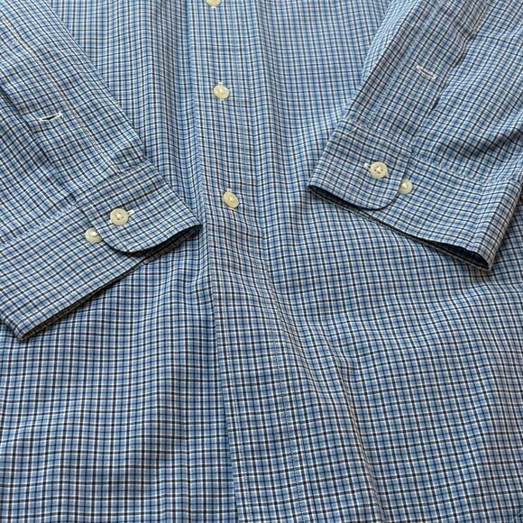 Vintage Polo Ralph Lauren Blue Micro Plaid Classic Fit Poplin Button Down XXL - Picture 6 of 6